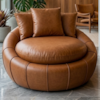 Poltrona Decorativa Safira Base Giratoria Courino TCS 727 MOLL