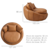 Poltrona Decorativa Safira Base Giratoria Courino TCS 727 MOLL