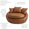 Poltrona Decorativa Safira Base Giratoria Courino TCS 727 MOLL