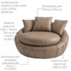 Poltrona Decorativa Safira Base Giratoria Courino TCS 729 MOLL