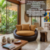 Poltrona Decorativa Safira Base Giratoria Linho Color Trend E Courino TCA 219 TCS 721 MOLL