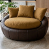 Poltrona Decorativa Safira Base Giratoria Linho Color Trend E Courino TCA 219 TCS 721 MOLL