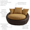 Poltrona Decorativa Safira Base Giratoria Linho Color Trend E Courino TCA 219 TCS 721 MOLL