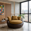 Poltrona Decorativa Safira Base Giratoria Linho Color Trend E Courino TCA 219 TCS 721 MOLL