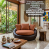 Poltrona Decorativa Safira Base Giratoria Linho Color Trend E Courino TCA 303 TCS 721 MOLL