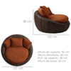 Poltrona Decorativa Safira Base Giratoria Linho Color Trend E Courino TCA 303 TCS 721 MOLL