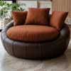 Poltrona Decorativa Safira Base Giratoria Linho Color Trend E Courino TCA 303 TCS 721 MOLL