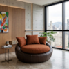 Poltrona Decorativa Safira Base Giratoria Linho Color Trend E Courino TCA 303 TCS 721 MOLL