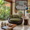 Poltrona Decorativa Safira Base Giratoria Linho Color Trend E Courino TCA 307 TCS 721 MOLL