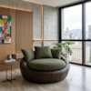 Poltrona Decorativa Safira Base Giratoria Linho Color Trend E Courino TCA 307 TCS 721 MOLL