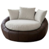 Poltrona Decorativa Safira Base Giratoria Linho E Courino TCS 701 TCS 721 MOLL