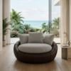 Poltrona Decorativa Safira Base Giratoria Linho E Courino TCS 701 TCS 721 MOLL
