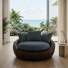 Poltrona Decorativa Safira Base Giratoria Linho E Courino TCS 718 TCS 721 MOLL