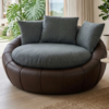 Poltrona Decorativa Safira Base Giratoria Linho E Courino TCS 718 TCS 721 MOLL
