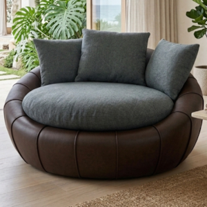 Poltrona Decorativa Safira Base Giratoria Linho E Courino TCS 718 TCS 721 MOLL