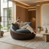Poltrona Decorativa Safira Base Giratoria Linho E Courino TCS 718 TCS 721 MOLL