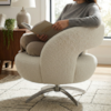 Poltrona Decorativa Topazio Base Giratoria Boucle TCE 1010 MOLL