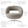 Poltrona Decorativa Topazio Base Giratoria Boucle TCE 1018 MOLL