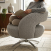 Poltrona Decorativa Topazio Base Giratoria Boucle TCE 1018 MOLL