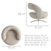 Poltrona Decorativa Topazio Base Giratoria Courino TCS 725 MOLL