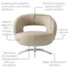 Poltrona Decorativa Topazio Base Giratoria Courino TCS 725 MOLL