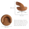 Poltrona Decorativa Topazio Base Giratoria Courino TCS 727 MOLL