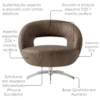 Poltrona Decorativa Topazio Base Giratoria Courino TCS 729 MOLL