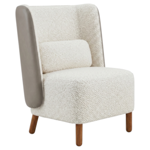 Poltrona Decorativa Verso Pes Madeira Boucle E Courino TCE 1010 TCS 726 MOLL