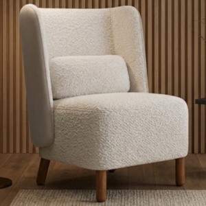 Poltrona Decorativa Verso Pes Madeira Boucle E Courino TCE 1010 TCS 726 MOLL