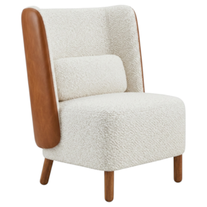 Poltrona Decorativa Verso Pes Madeira Boucle E Courino TCE 1010 TCS 727 MOLL
