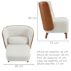 Poltrona Decorativa Verso Pes Madeira Boucle E Courino TCE 1010 TCS 727 MOLL