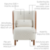 Poltrona Decorativa Verso Pes Madeira Boucle E Courino TCE 1010 TCS 727 MOLL