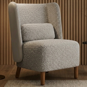 Poltrona Decorativa Verso Pes Madeira Boucle E Courino TCE 1018 TCS 726 MOLL
