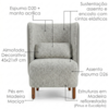 Poltrona Decorativa Verso Pes Madeira Boucle E Courino TCE 1018 TCS 726 MOLL