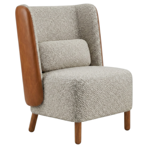 Poltrona Decorativa Verso Pes Madeira Boucle E Courino TCE 1018 TCS 727 MOLL