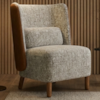 Poltrona Decorativa Verso Pes Madeira Boucle E Courino TCE 1018 TCS 727 MOLL