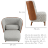 Poltrona Decorativa Verso Pes Madeira Boucle E Courino TCE 1018 TCS 727 MOLL