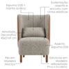 Poltrona Decorativa Verso Pes Madeira Boucle E Courino TCE 1018 TCS 727 MOLL
