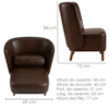 Poltrona Decorativa Verso Pes Madeira Courino TCS 721 MOLL