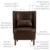 Poltrona Decorativa Verso Pes Madeira Courino TCS 721 MOLL