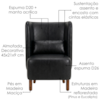 Poltrona Decorativa Verso Pes Madeira Courino TCS 724 MOLL