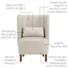Poltrona Decorativa Verso Pes Madeira Courino TCS 725 MOLL