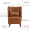Poltrona Decorativa Verso Pes Madeira Courino TCS 727 MOLL