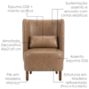 Poltrona Decorativa Verso Pes Madeira Courino TCS 729 MOLL