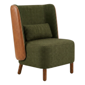 Poltrona Decorativa Verso Pes Madeira Linho Color Trend E Courino MOLL TCA 307 TCS 727