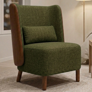 Poltrona Decorativa Verso Pes Madeira Linho Color Trend E Courino MOLL TCA 307 TCS 727