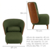 Poltrona Decorativa Verso Pes Madeira Linho Color Trend E Courino MOLL TCA 307 TCS 727