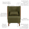 Poltrona Decorativa Verso Pes Madeira Linho Color Trend E Courino MOLL TCA 307 TCS 727