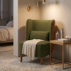 Poltrona Decorativa Verso Pes Madeira Linho Color Trend E Courino MOLL TCA 307 TCS 727