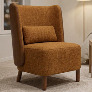 Poltrona Decorativa Verso Pes Madeira Linho Color Trend E Courino TCA 219 TCS 727 MOLL